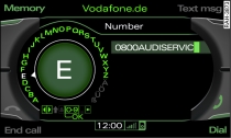 Entering a telephone number via the speller for letters